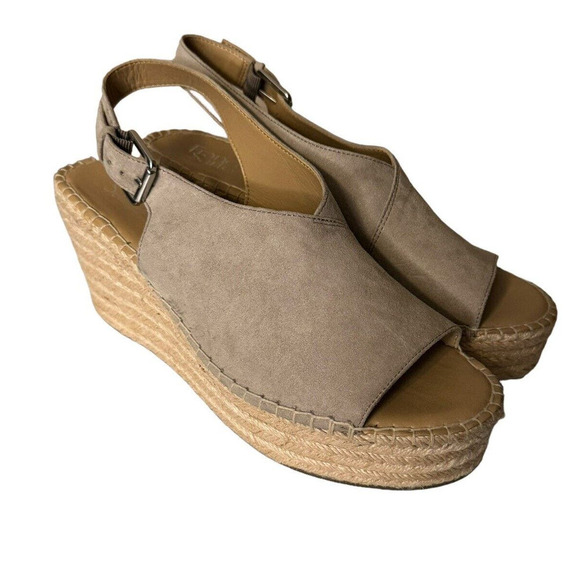 Franco Sarto Torres Suede Platform Wedge Sandals Slingback Taupe Size 11 - Picture 7 of 7